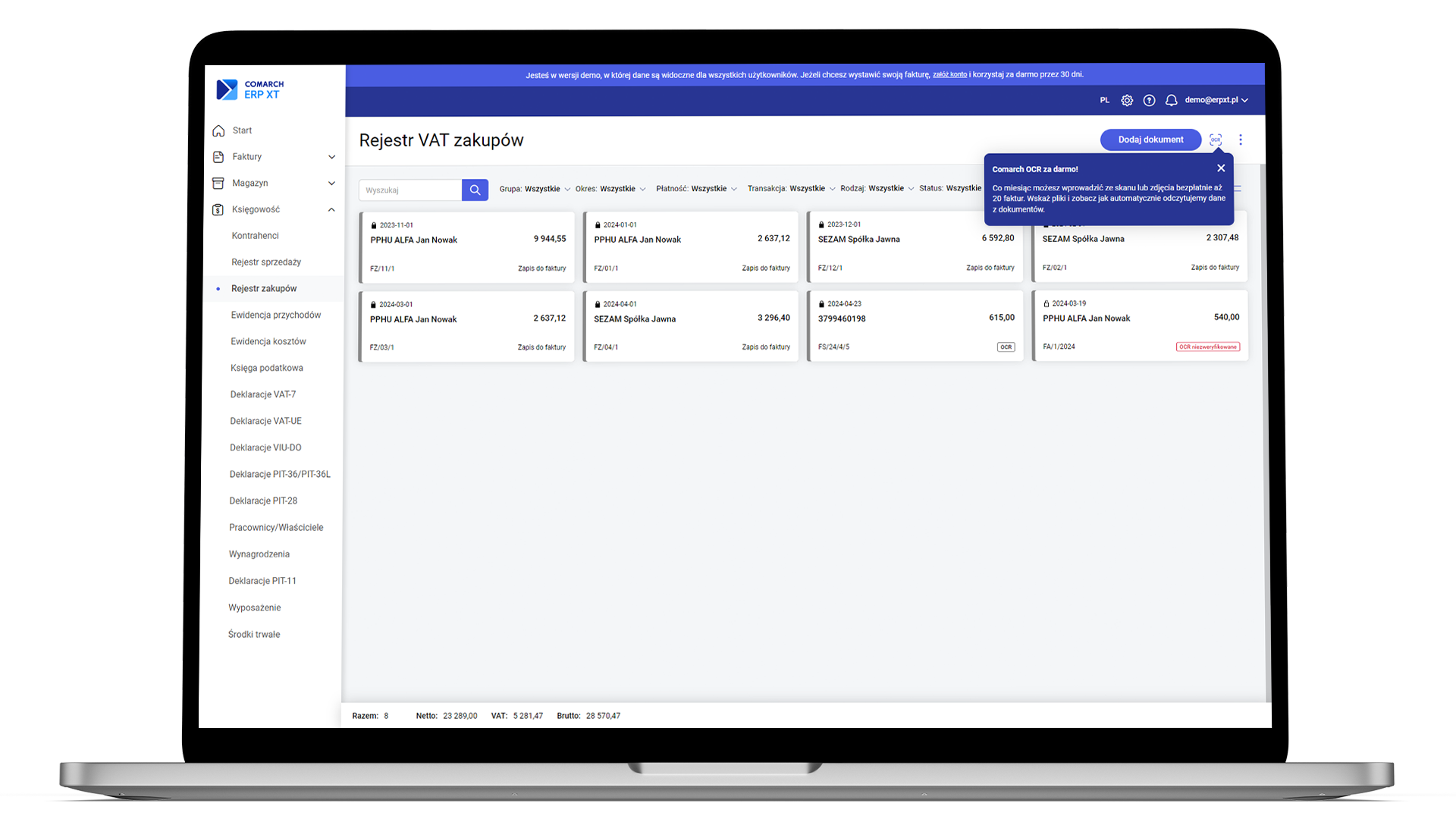 Wersja demonstracyjna Comarch ERP XT